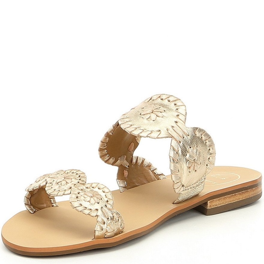 JACK ROGERS LAUREN PLATINUM SANDALS SIZE 6